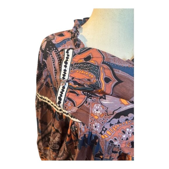 Cleobella NWT Karla Blouse Abstract Boho Balloon Sleeve Multicolor - Picture 5 of 9